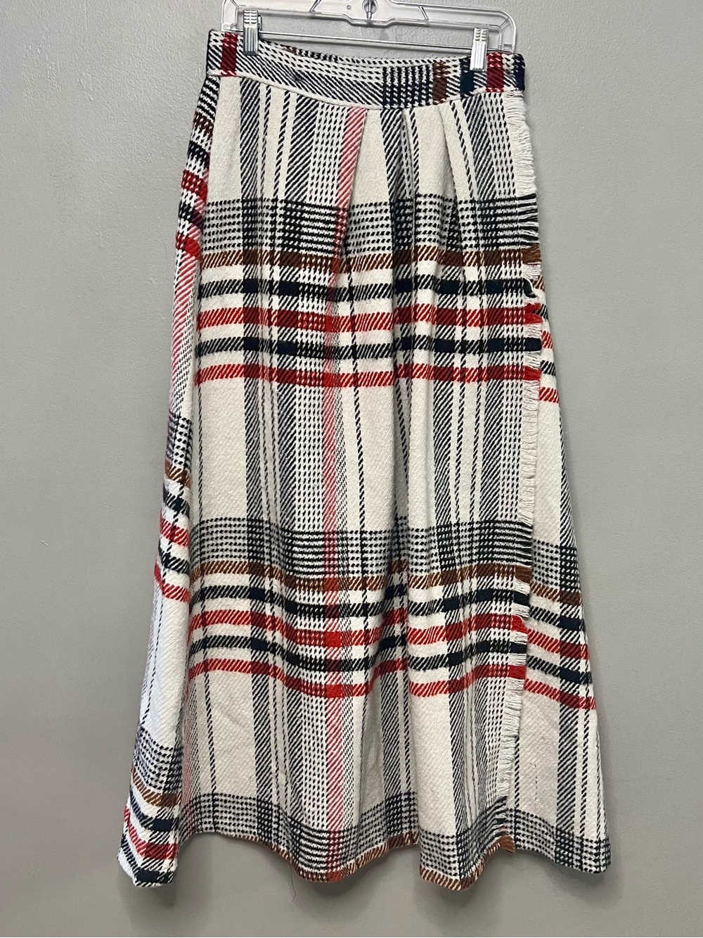 NWOT Mare Mare Anthropologie Blanket Plaid Maxi Wrap Skirt Large Cabincore - Picture 2 of 11